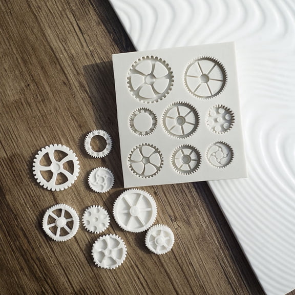 DEEPCRAFF Silicone Gear Clock Cake Mold in Light Grey for Baking Fondant Chocolate