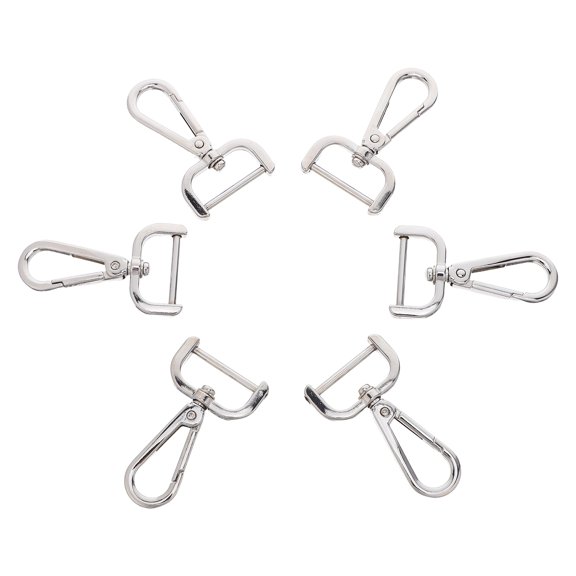 DEEPCRAFF Generic 6PCS Swivel Snap Hook, D Ring Quick Release Hook, Silver