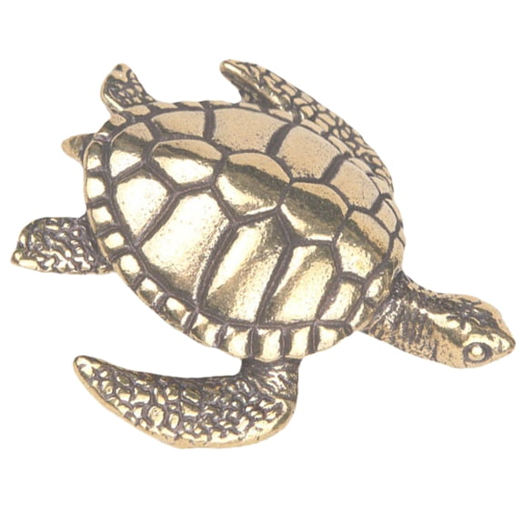 DEEPCRAFF Vintage Style Brass Turtle Sculpture Decorative Home Ornament Symbolizing Good Luck and Longevity