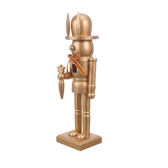 DEEPCRAFF Golden Bunny Nutcracker Figurine Premium Wood Easter Bunny Decorative Sculpture