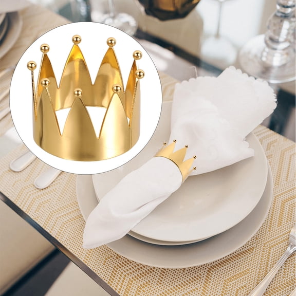 DEEPCRAFF Golden Crown Shape Napkin Buckle For Table Napkin Rings In Banquets And Weddings
