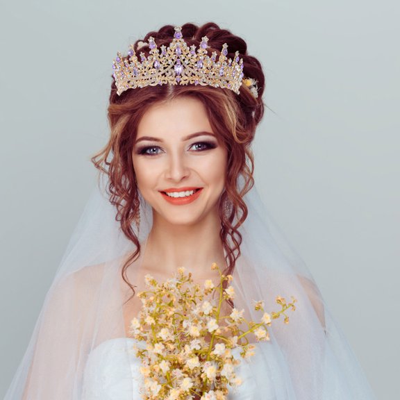 DEEPCRAFF Golden Crystal Tiara Wedding Headpiece Bridal Hair Accessory for Elegant Party Decorations