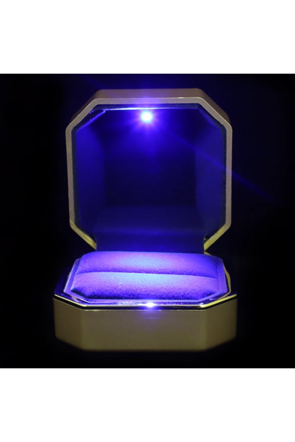 Elegant Wedding Ring Box with Light Golden Finish for Engagement and Special Occasions