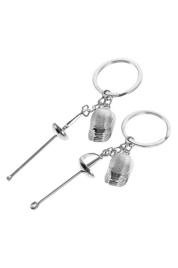 Golf Key Chain Accessory with Fencing Epee Design in Silver Zinc Alloy 1Set for Fencing Enthusiasts