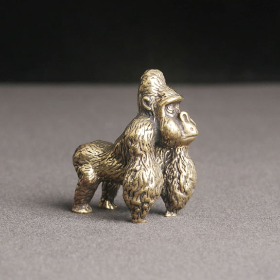 DEEPCRAFF Desktop Gorilla Decor Golden Brass Vintage Style 1Pack for Adults