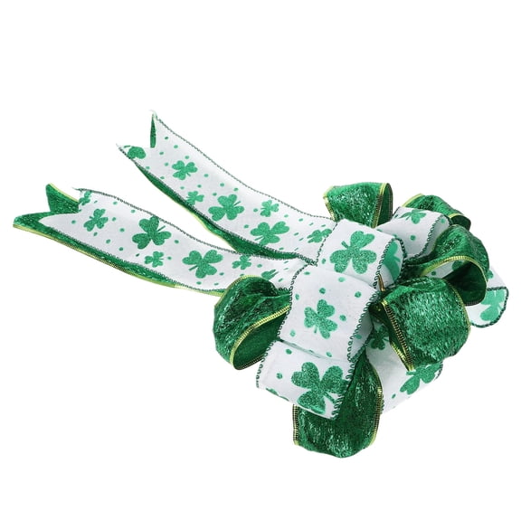 DEEPCRAFF Green Lucky Shamrock Ribbon for Crafts, Handcrafted Design, 1 Piece for Projects