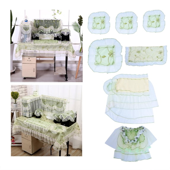 DEEPCRAFF 7-Piece Green Lace Computer Cover Set with , Lightweight Polyester Protective Covers