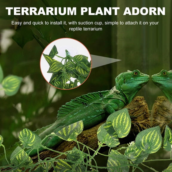 DEEPCRAFF Green Terrarium Plant Adorn Reptile Vine Decor with Clear Texture and Suction