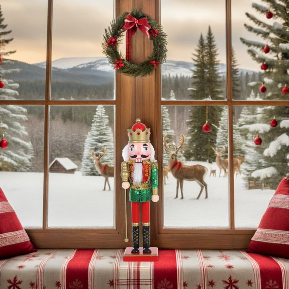 DEEPCRAFF Green Wooden Nutcracker Ornament Christmas Tree Hanging Decoration Festive Decor