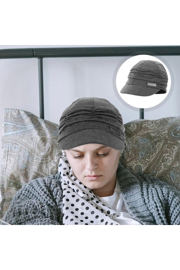 Decorative Grey Cotton Chemo Wrap for Cancer Patient Hair Loss Care