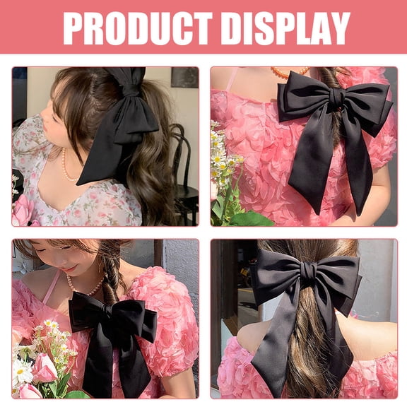 DEEPCRAFF Hair Bow Barrettes for Women Bow Ribbon Hair Clip Cloth Black 1Pcs Various Hairstyles