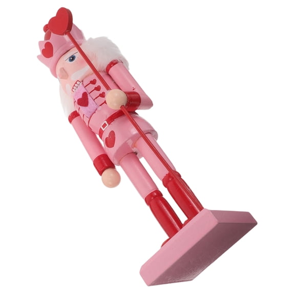 DEEPCRAFF Wooden Nutcracker Figurine with Heart Design for Valentine's Day Holiday Table Decoration