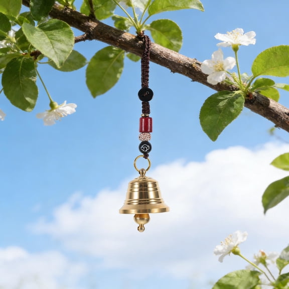 DEEPCRAFF Small Brass Wind Chime Bells for Outdoor Decoration with Clear Sound and Traditional Chinese Style Design