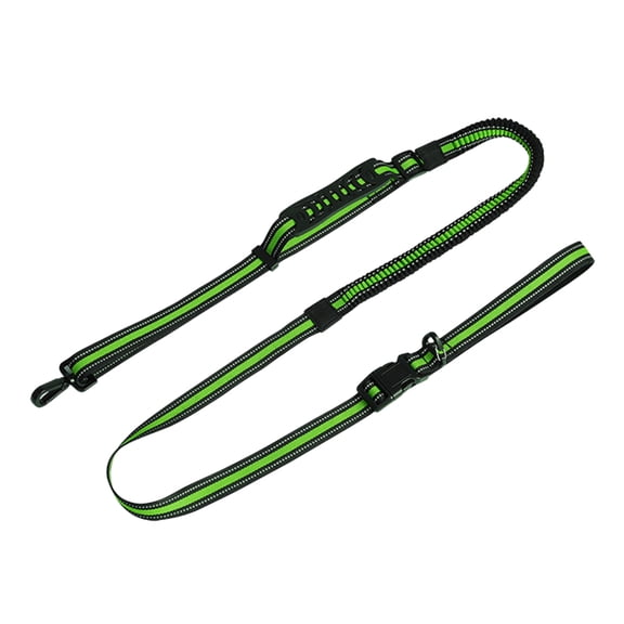 DEEPCRAFF Hands Free Dog Running Leash in Green with Waist Support and Reflective Safety Features