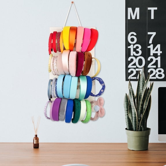 DEEPCRAFF White Wall Mount Headband Organizer Storage Bag for Neatly Storing Hair Accessories and Keeping Space Tidy