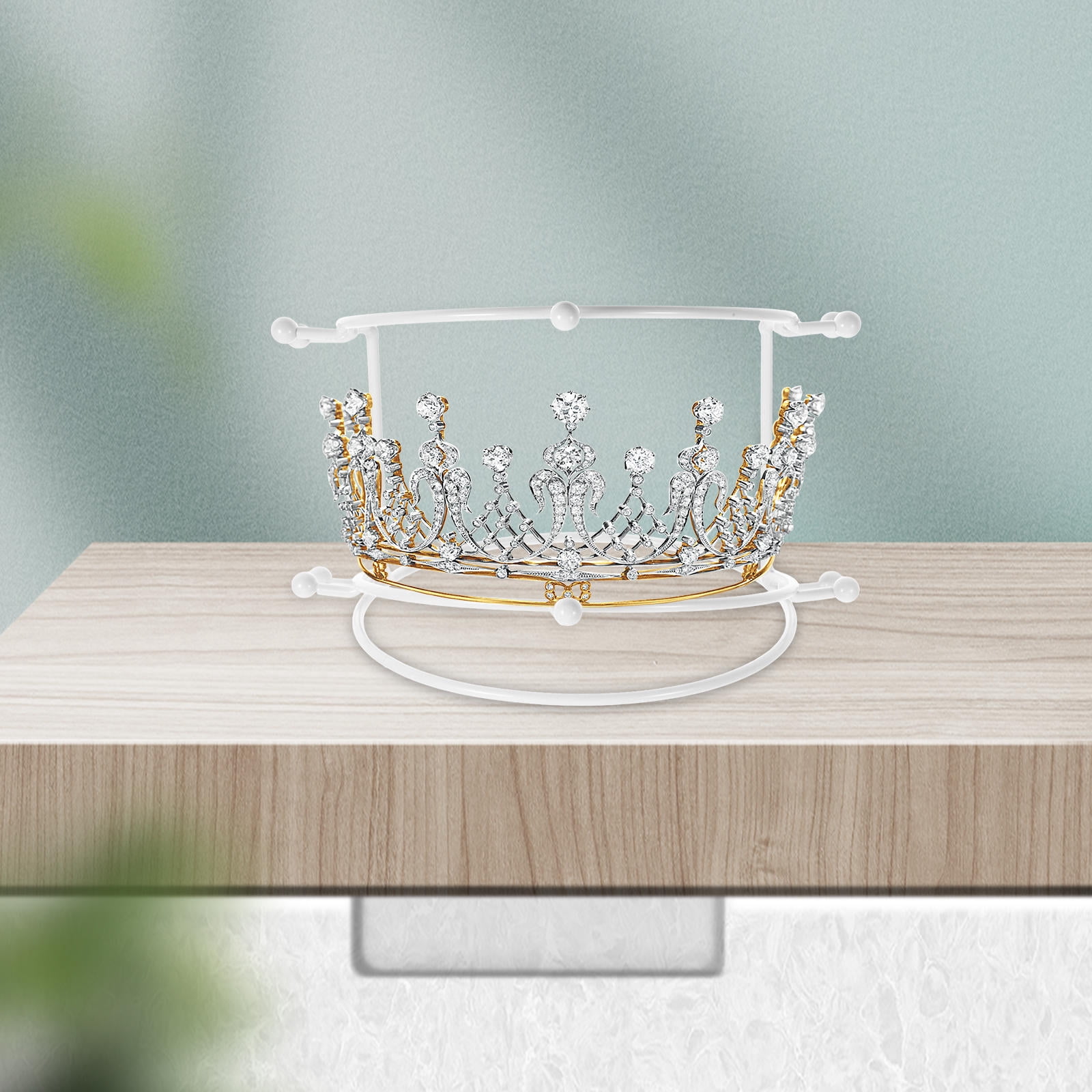 DEEPCRAFF Crown Display Stand White Metal for Home Storage Easy to ...