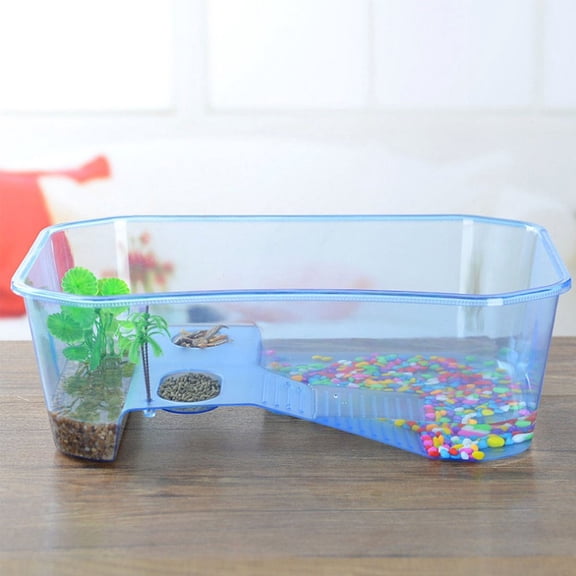 DEEPCRAFF High Grade Plastic Turtle Tank with Drying Platform and Feeding Box for Pet Use