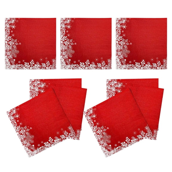 DEEPCRAFF Holiday Red Paper Napkins, Soft Double-Layer Disposable Napkins for Christmas Party, Table Setting and Festive Decoration