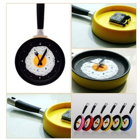 DEEPCRAFF Yellow Frying Pan Style Wall Clock for Home Decor with Precise Movement and ABS Material