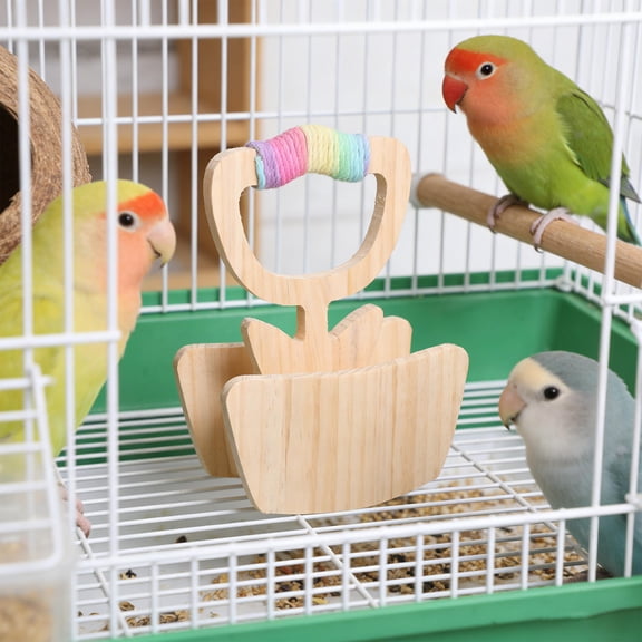 DEEPCRAFF Wooden Bird Table Perch Stand with Rocking Feature for Indoor Bird Enrichment