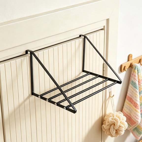 DEEPCRAFF Indoor Wall Mounted Clothes Drying Rack Black Space Saving Door Hanger for Towels Shirts