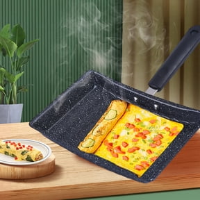 DEEPCRAFF Japanese Style Nonstick Pan with Comfortable Ergonomic Handle for Easy Perfect Rolls Cooking