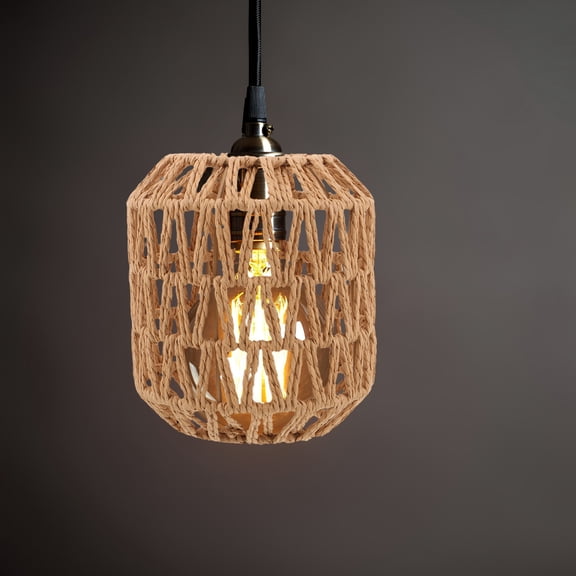 DEEPCRAFF Light Brown Paper Rope Lampshade for Farmhouse Decorative Lighting