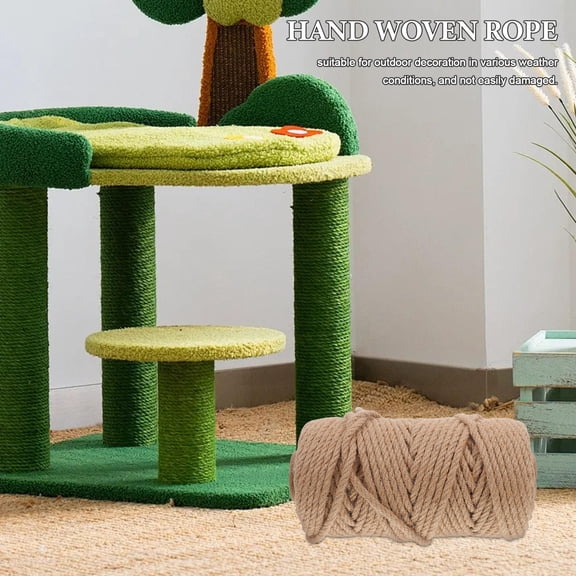 DEEPCRAFF Khaki Jute Twine String for Crafts Cat Scratcher Replacement and Garden DIY Projects