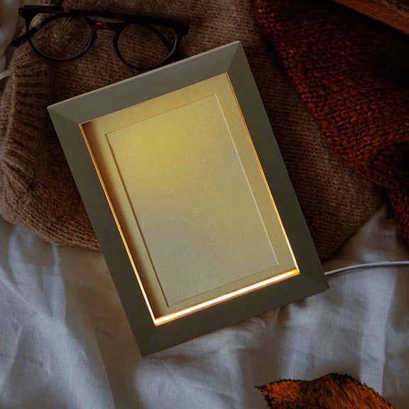 DEEPCRAFF LED Illuminated Picture Frame with Light for Desk Decor White Frame for 3D Effect 1 PCS