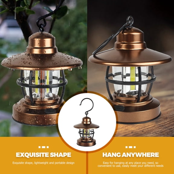 DEEPCRAFF Lantern Flashlight Hanging Lantern Light Metal Light Brown 1Set for Emergency Lighting