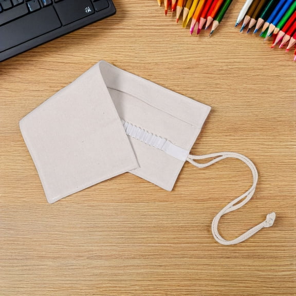 DEEPCRAFF Portable Beige Canvas Paint Brush Roll Up Case Holder for Oil Watercolor Tools