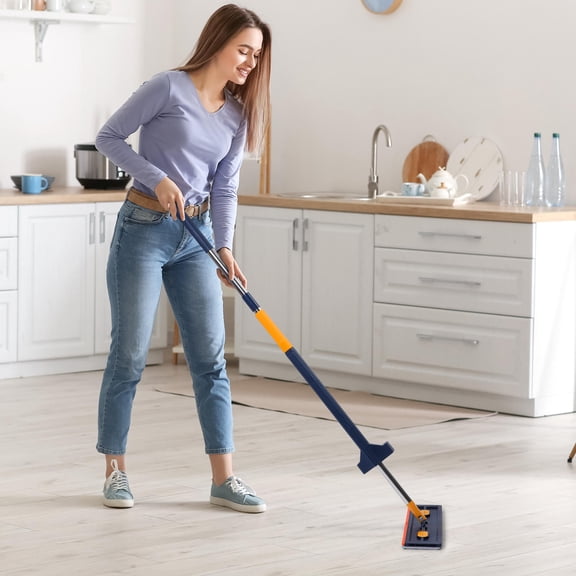 DEEPCRAFF Large Flat Mop for Floor Cleaning with Comfortable Handle and Easy Squeeze Feature