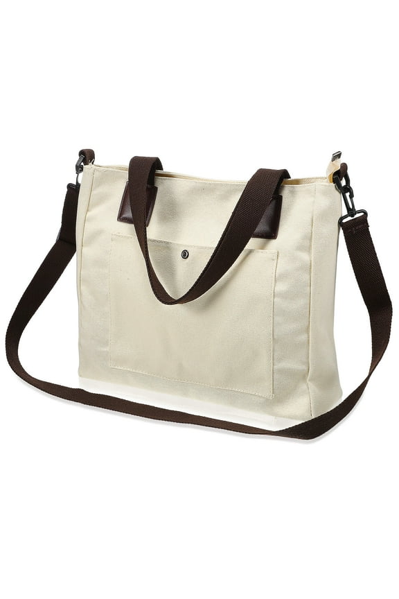 Reusable Large Canvas Tote Bag White Shoulder Bag for Storage Use