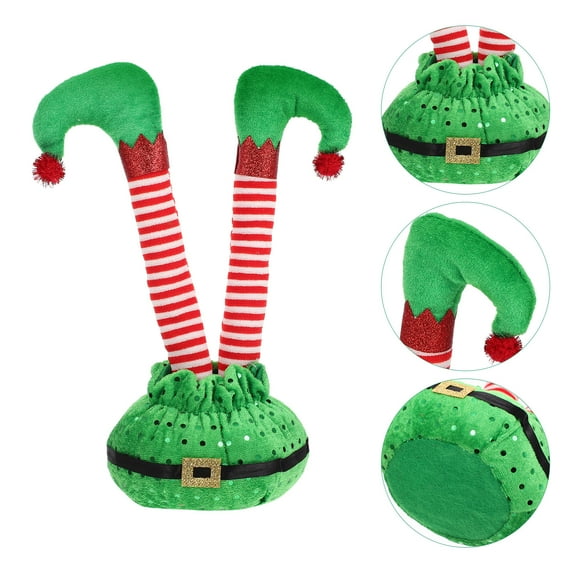 DEEPCRAFF Elf Leg Prop Green Chemical Cloth Christmas Style Christmas Ornament 1Set 11x4.7in