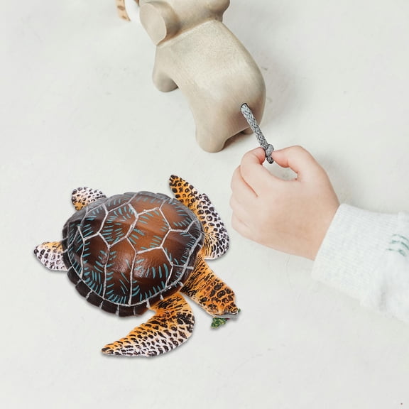 DEEPCRAFF Lifelike Brown Turtle Simulation Model Plastic Animal Figurine for Unique Home Decor