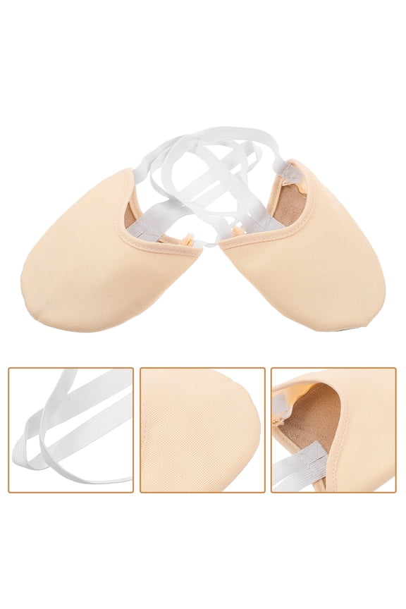 Light Yellow Ballet Dance Shoes for Girls with Comfortable Toe Pouches and Nonslip Half Soles PU Cotton Cloth