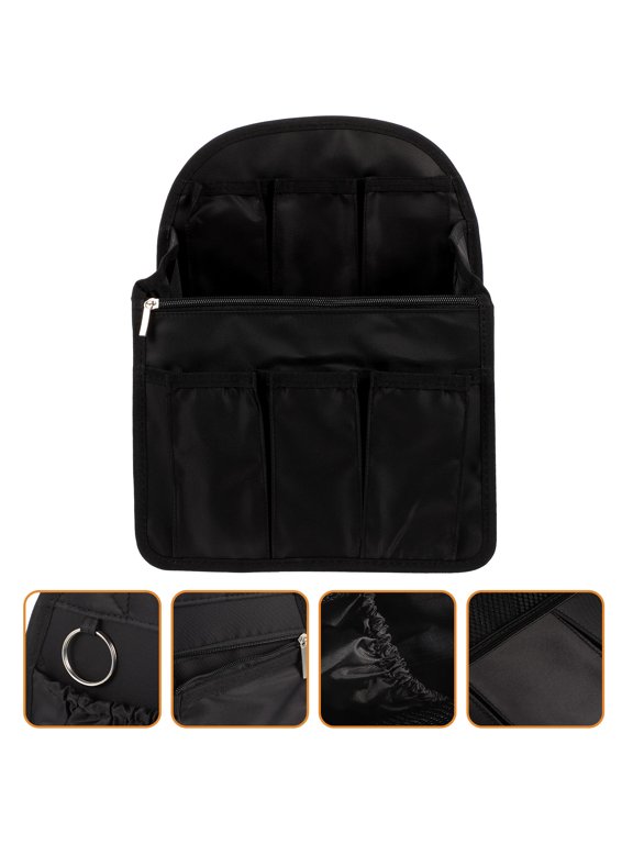 Portable Black Backpack Inner Bag with Multiple Pockets for Travel