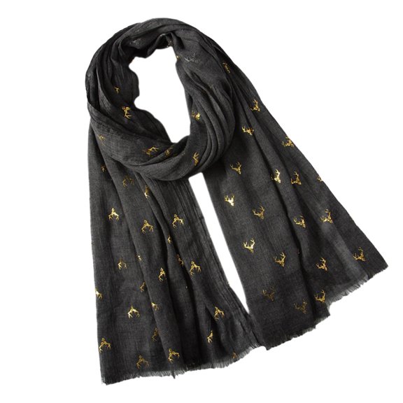 DEEPCRAFF Knit Scarf Christmas Style Gray Linen 1Pack for Women Warmth Comfort