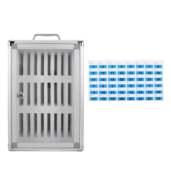 DEEPCRAFF Lockable Phone Storage Box with 24 Secure Compartments for Mobile Device Organization and Safe Charging Station