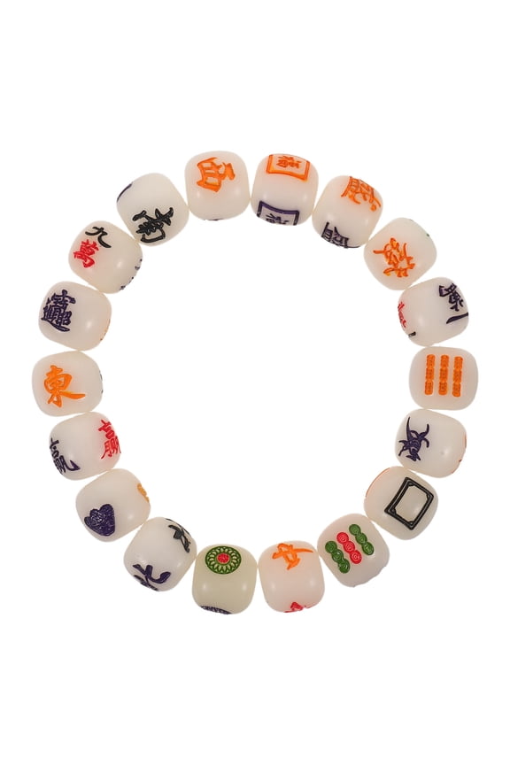Prosperity Mahjong Lucky Bracelet with Beaded Bodhi Wristlet for Good Shui Jewelry