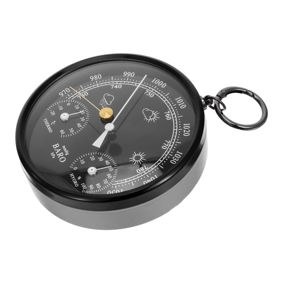 DEEPCRAFF Portable Black Indoor Barometer, No Liquid, Temperature, Humidity, and Air Pressure Meter for Home