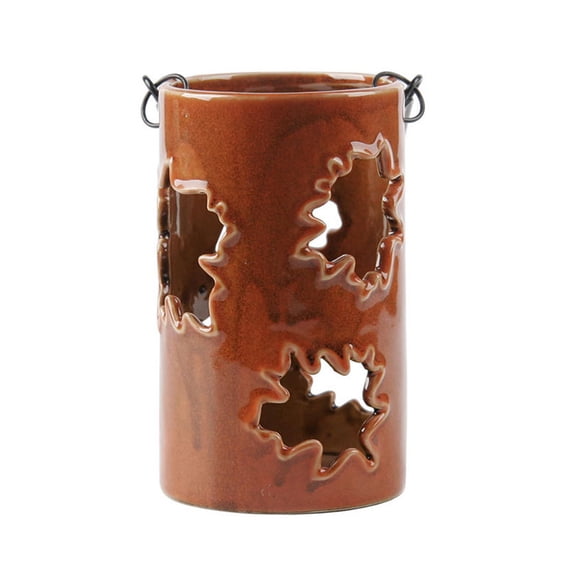 DEEPCRAFF Maple Leaf Ceramic Lantern Candle Holder, Decorative for Harvest Season