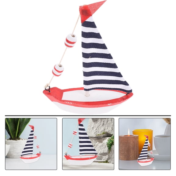 DEEPCRAFF Mediterranean Style Sailboat Decoration Multi Color Wooden Nautical Sailing Ship Model