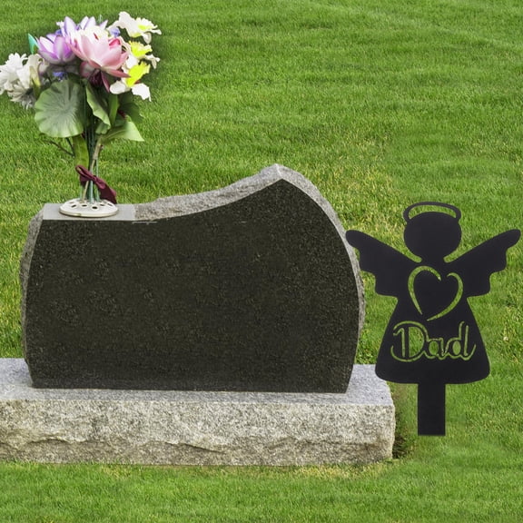 DEEPCRAFF Memorial Grave Markers For Dad Angel Shape Iron Grave Marker For Cemetery 1Set