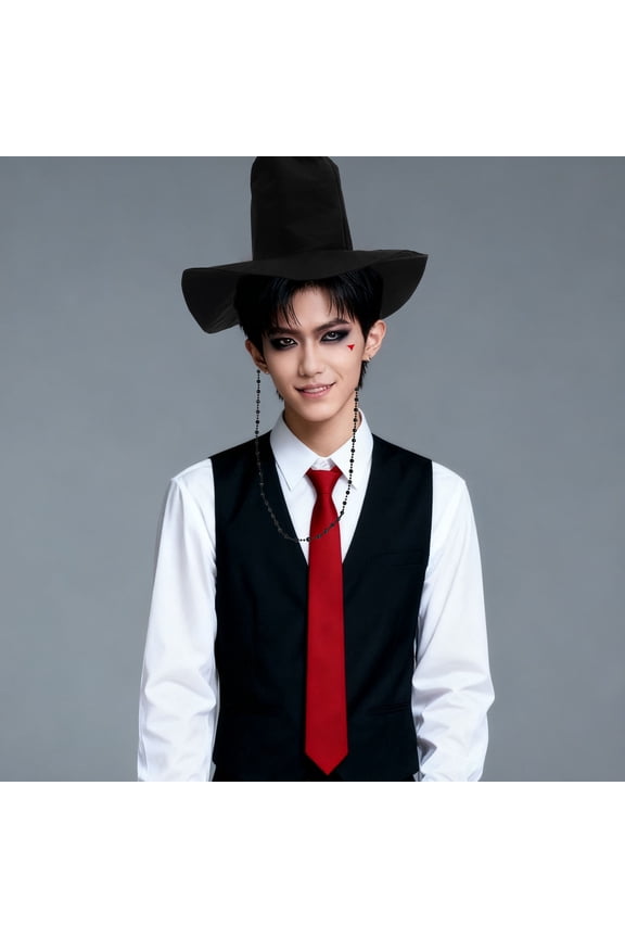 Mens Top Hat Korean Traditional Flat Top Fedora Hat for Stage Performance