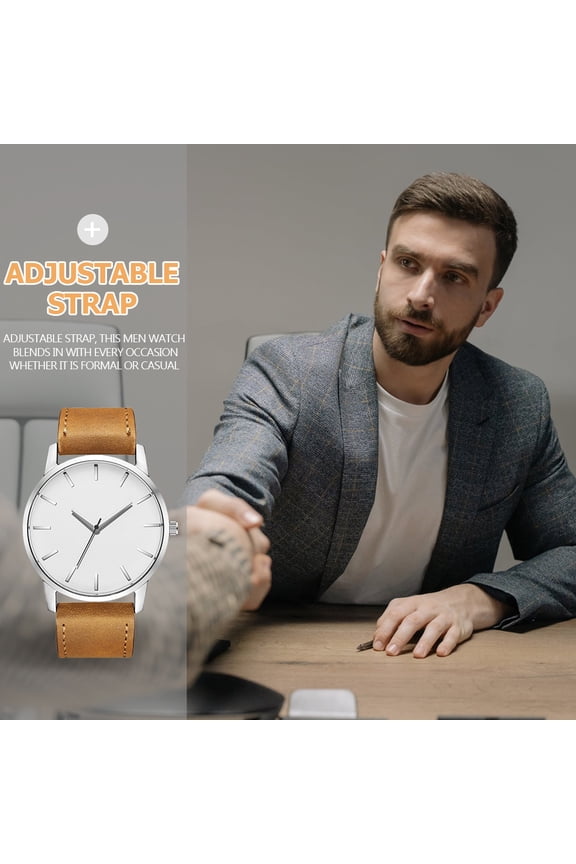 Men's Casual Wrist Watch with Brown Adjustable Strap, and Stylish Timepiece, 1 Pack