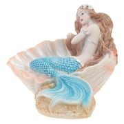 DEEPCRAFF Resin Mermaid Statue on Shell Sculpture for Home Aquarium Decor