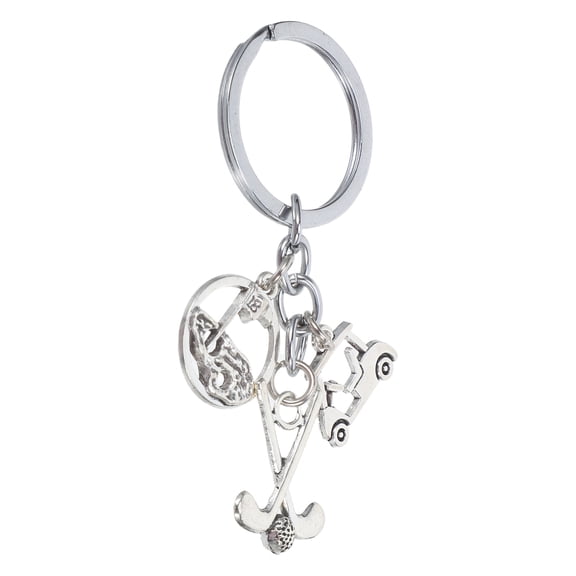 DEEPCRAFF Metal Golf Cart Keychain with Funny Sports Charm, Car Key Holder and Trendy Handbag Accessory for Golf