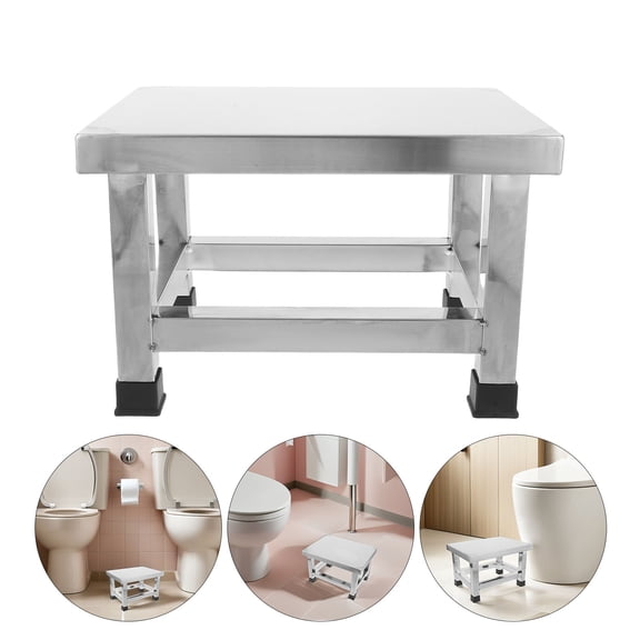 DEEPCRAFF Modern Stainless Steel Step Stool with Robust Support Compact Metal Stool for Kitchen and Shop