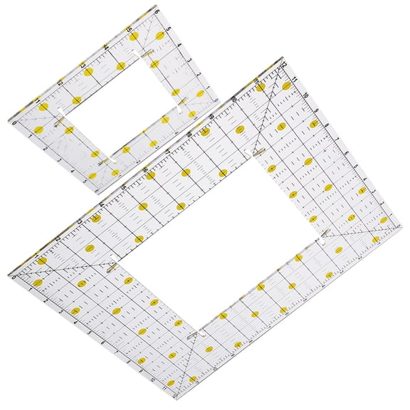 DEEPCRAFF 2-Pack Acrylic Quilting Templates Set for Precise Measurement and Pattern Cutting Tools Ideal for Sewing and Craft Projects